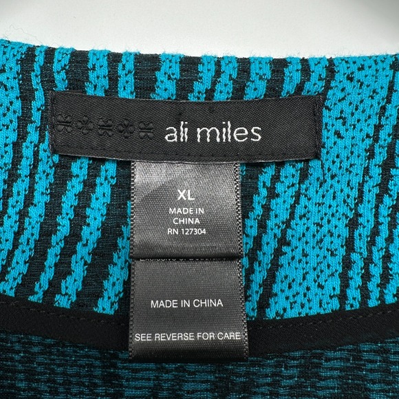 Ali Miles Jacket Top Size XL Blue Black 3/4 Sleeves Stretch Artsy Statement Boho - Picture 8 of 11